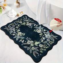 1 pieza Alfombra de baño de microfibra con diseño de estampado floral, antideslizante y súper suave, felpudo vintage, alfombra absorbente de agua para el baño, lavable a máquina, de pelo corto, con respaldo de TPR, tejido de punto, para baño, dormitorio, cocina, entrada, uso interior y exterior, accesorios y decoración de baño, regalo perfecto para un nuevo hogar. - A - Ver 5