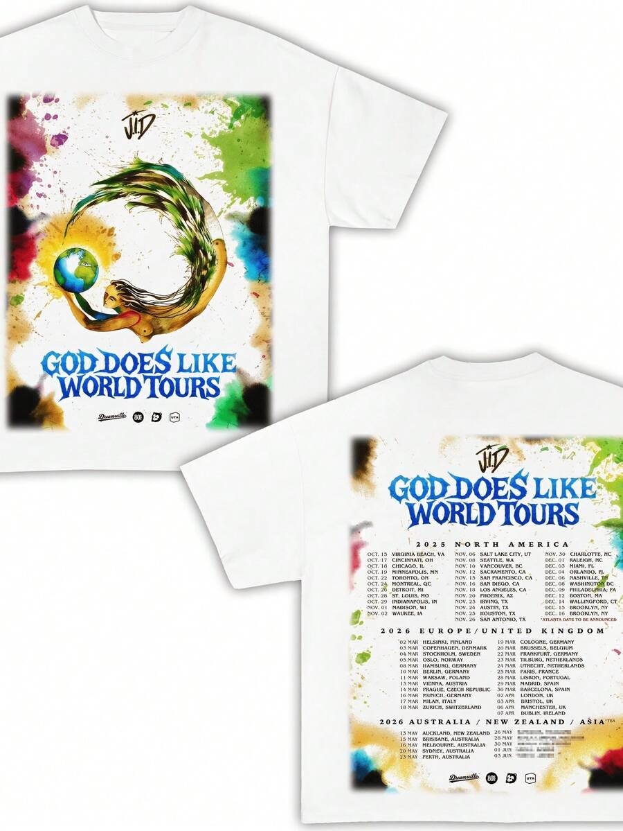 JID God Does Like World Tour 2025 Shirt JID Merch - White - View 1