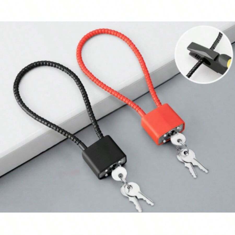 1 pieza Candado largo de cable de acero suave para bicicleta eléctrica, adecuado para dormitorio, almacén, puerta de hierro, gimnasio, casillero, maleta, caja de herramientas, herraje de cerradura de cajón antirrobo, candado resistente al óxido e impermeable