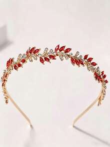 1pc Women's Fashion Princess Crown Sweet Rhinestone Birthday Hair Accessory Headband - Red - View 3