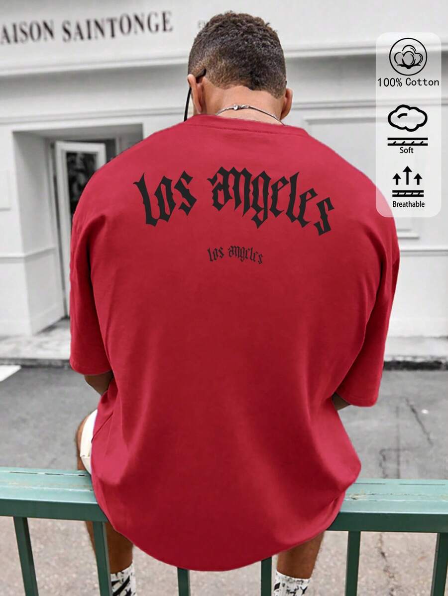 Herren einfarbiges Rundhals Kurzarm lockeres T-Shirt, Freizeitkleidung für Frühling und Sommer, Streetstyle, reisefertig, vielseitig für Büro/Zuhause/Outdoor-Aktivitäten/Vintage-Look/Festival/Strandurlaub/Abschlussreisen/Landhausstil/Punkts/Blumenmuster/einfaches und spaßiges Design - Rot - Übersicht 1