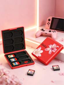 Personalized Game Card Case Compatible With Nintendo Switch NS/OLED/Lite/New Switch2 , Custom Name Floral Game Cartridge Storage Box, 12/24 Slots Optional, Portable Card Holder For Gamers,Gift For Gamers,Portable Organizer Box - Multicolor - View 6
