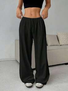 Pantalones de descanso de punto suave negros - Negro - Ver 6