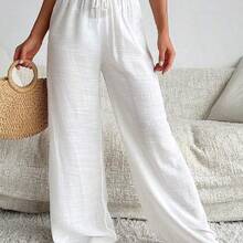 Swim Vcay Women White High Waist Ruffle Tied Wide Leg Beach Swimsuit For Summer Beach Vacation - Azul - Ver 2