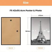 Set Of Three A2 Photo Frames, Suitable For A2/A3/30X40Cm Sizes, Designed In Black For A Photo Gallery - Features Slide-In Strips For Easy Mounting Either Horizontally Or Vertically - 3 Pcs Black - View 3