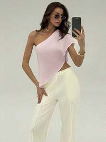 Blusa de unicolor casual y versátil para uso diario de mujer - Rosa - Ver 7