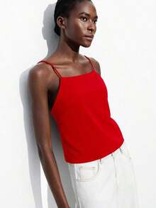 Blusa sin mangas con lazo ajustable, elegante para fiesta, oficina, viajes, casual, romántica, adecuada para invitados de boda, anfitriones, citas, fiestas, conciertos, desayunos, aeropuerto, vacaciones de verano - Rojo - Ver 5
