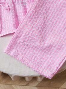 Sweetro Set de 2 piezas: Pantalones rectos con cordones y rayas, estilo callejero para mujer, verano - Rosa 2 - Ver 7