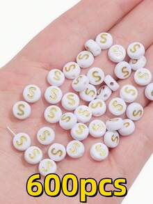 300 hạt cườm hình chữ cái hoặc ký hiệu 7x4mm dùng để trang trí vòng tay, vòng cổ, quần áo. - Nhiều màu - Xem 28