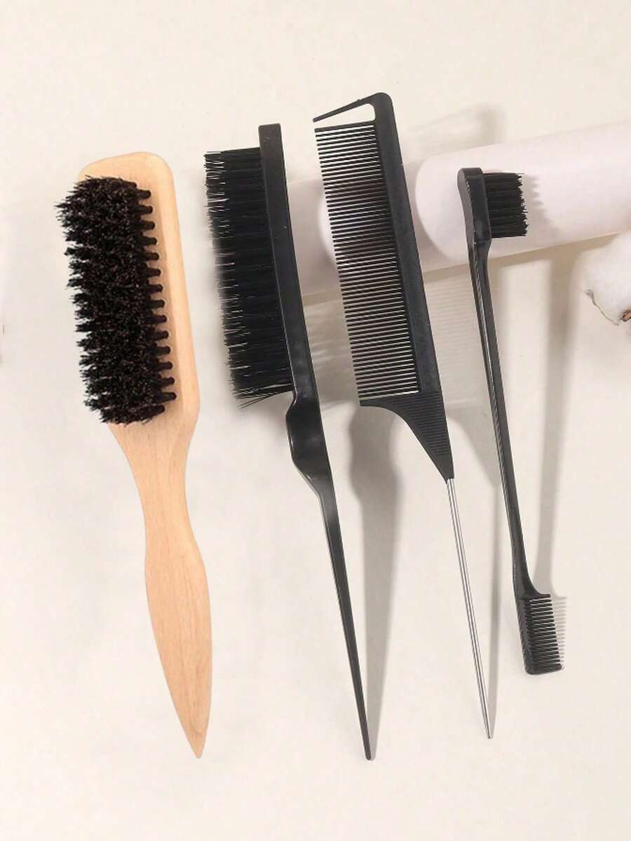 4件套美发造型工具套装,专为发型师/化妆师设计,抚平毛躁/打造蓬松感/修剪碎发,温和不伤发,新手友好 - 彩色 - 查看 1