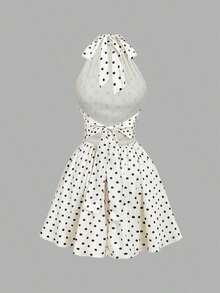 MOD Vestido mini con espalda descubierta, lazo y estampado floral abstracto fluido - Albaricoque 2 - Ver 4