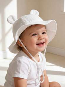 1pc Baby Bear Ear Mesh Bucket Hat, Breathable Adjustable Sun Hat For Infants/Toddlers (Spring/Summer) - 1PC - View 5