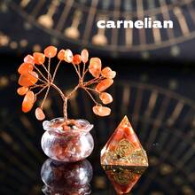 1set Natural Crystal Gravel Fortune Tree With Pyramid Ornaments, Citrine, Amethyst, Office Desk Ornaments, Home Decoration, Holiday Gifts, Exquisite - Aquarium Tree + 2cm Pyramid - View 4