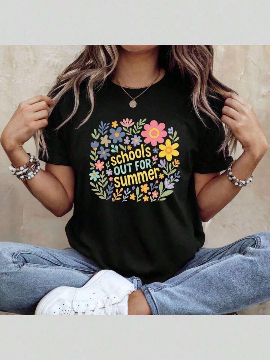 Last Day Of School T-Shirt, Teacher T-Shirt, Teacher Team T-Shirt, End Of Year Teacher T-Shirt, Teacher Gift, Summer Teacher T-Shirt - 黑色 - 查看 1