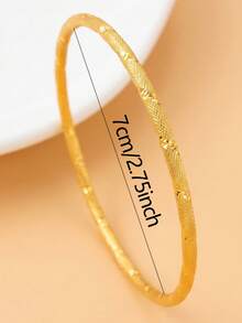 1pc Vintage 18K Gold Plated Copper Bangle Bracelet, Suitable For Daily Wear, Gift - Gold - View 11