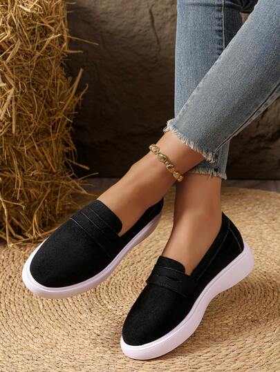 Nuevos mocasines con suela gruesa para primavera/verano, tipo slip-on, casuales, tallas grandes para mujeres, estilo británico de oxfords planos
