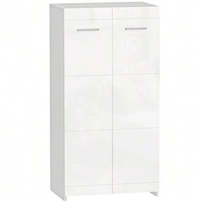High Gloss Shoe Rack With Adjustable Shelves For Hallway Or Entryway, Holds Up To 10 Pairs, White.