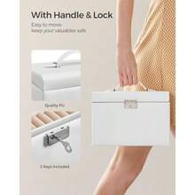SONGMICS Caja Joyero de 3 Niveles, con 2 Cajones, con Mini Caja Portátil para Viajar, con Asa, Cerradura, Regalo Ideal, MJBC121W - Blanco - Ver 7