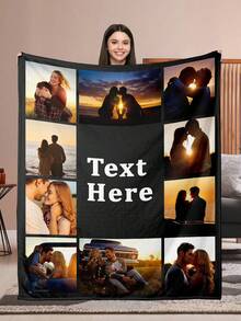 1pc Customized Photo Fleece Blanket, Funny | Custom Blankets | Fathers Day Gift |  | Father's Day Gift | Throw Blanket | Customizable Things | Mom Gifts | Dorm Decor, Personalized Fleece Blanket With Family, Pet, Couple Photos, Great Gift For Mother's Day, Father's Day, Valentine's Day, Carnival, Easter, Thanksgiving, April Fool's Day, Back To School, Office Nap, Private Custom Blanket, Holiday Blanket, Breathable, Lightweight ,For Family | - 款式-11 - 查看 11
