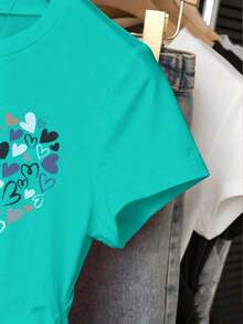 Blusa casual de mujer con estampado de leopardo, cintura fruncida, adecuada para exteriores, citas, vuelta al colegio, versátil, color vino tinto con diseño de corazón - Verde 2 - Ver 4
