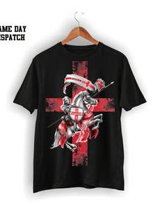 St George  T Shirt  Proud To Be English Shirt  Saint George Red Cross - Black - View 1