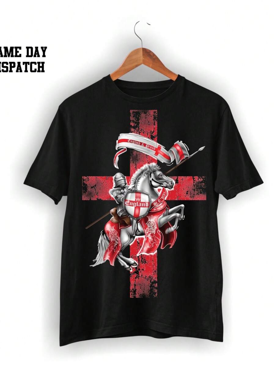 St George T Shirt Proud To Be English Shirt Saint George Red Cross - Black - View 1