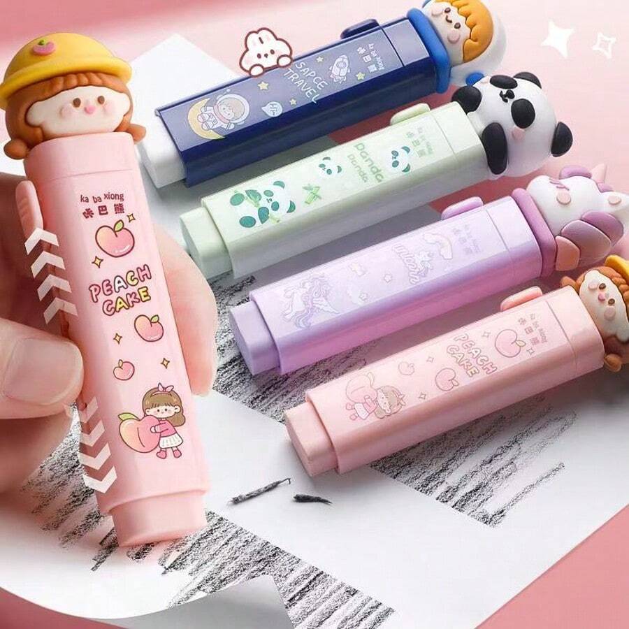 Bộ tẩy rút Kabear 1 cái, tẩy hình hoạt hình sáng tạo dành cho học sinh, không để lại dấu vết, có thể thay ruột tẩy. - Bộ tẩy - Xem 1