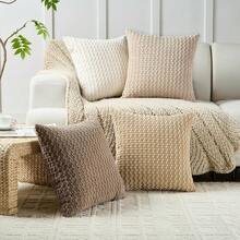 4pcs Spring Soft Corduroy Decorative Pillow Covers, Solid Color Plush Fabric Sofa Chair Cushion Covers (Pillow Inserts Not Included) - Multicolor - View 2