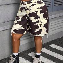 Slayr Plus Size Women's Denim Shorts For Women Jean Shorts Loose Cargo Shorts Cotton Camouflage Loose Shorts Cargo Pants Women Shorts Camo Pants Jorts Vacation Woman Summer For Women Summer Cowgirl Old Money - Negro - Ver 4