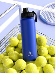 Meoky Bình nước thể thao cách nhiệt bằng thép không gỉ 18/26/40oz có nắp và tay cầm kèm ống hút, miệng rộng, hai lớp cách nhiệt chân không, chống rò rỉ, giữ nóng 12 giờ, giữ lạnh 24 giờ. - 26oz Xanh ven biển - Xem 8
