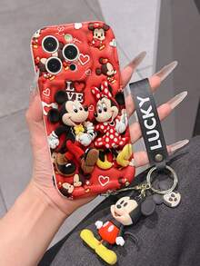 This Disney Mickey Mouse Lanyard Phone Case Is Fully Covered In TPU Material. It's Shockproof, Lightweight, And Compatible With IPhone17/16/11/13/15/15 Plus/15 Pro/15 Pro Max/12/14 Pro Max/11 Pro Max/12 Pro/12 Pro Max/13. This Phone Case Makes A Popular Birthday Gift Or Business Gift; It's Durable, Stain- And Fingerprint Resistant, And Suitable For Both Men And Women. The Set Also Includes A Mickey Mouse Phone Case And A Mickey Mouse Plush Bracelet. It's A Perfect Gift For Friends And Family. This Stylish Phone Case Is Fun, Lightweight, And Durable. IPhone17 Pro Max Phone Case, Minnie Mouse Phone Case. - 白色 - 查看 3
