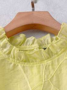 Camisa sin mangas de mujer con bordado y volantes - Amarillo claro - Ver 4