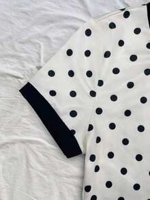 Vestido de mujer de manga corta con cuello redondo y rayas versátil - Blanco y Negro 2 - Ver 5