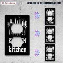 1pc [2D Printed] Kitchen Switch Panel, Suitable For Home, Bathroom, Bedroom, Decorative Wall Plate, No Battery Or Power Needed, Easy Installation - A - View 5