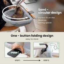 1 chiếc giường cho mèo gấp gọn hình bán nguyệt lõm tiết kiệm không gian, bàn/giường cho mèo có thể điều chỉnh, tải trọng tối đa 40lbs (khoảng 18kg) - Xám - Xem 5