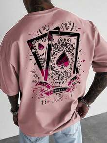 Camiseta de Manga Corta para Hombre con Estampado de Cartas de Póker, Camiseta Casual para Juegos de Azar, Camiseta con Diseño de As de Espadas - Rosa - Ver 6