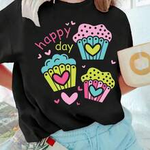 Essential Fclothes Women With T-Shirts, Comfclothestable In All Seasons, Soft Round Neck And Fashionable Print. - Black - View 1