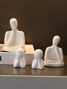 1PC Set Abstract Thinker Figurine, Minimalist White Resin Human Statue For Home Decor - one-size - View 5
