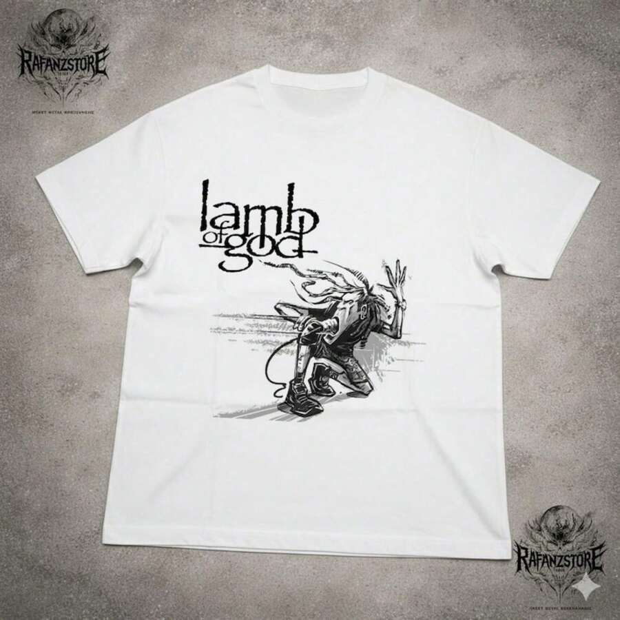 Lamb Of God T-Shirt Groove Metal Heavy Metal T1EE.JPG 100% Cotton Unisex T-Shirt - Premium Casual Comfortable Fit - 白色 - 查看 1