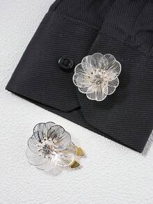 2个金属花朵袖扣，适用于衬衫、西装和连衣裙。男女皆宜的奢华领夹，可爱优雅的纽扣装饰，日常服装配饰，时尚衬衫装饰纽扣，无需缝纫，3秒即可夹上，是情人节和生日礼物的绝佳选择。 - C - 查看 5
