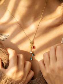 Bộ 1 vòng tay và dây chuyền đá quý theo tháng sinh, trang sức đá quý gia đình, quà Giáng sinh, vòng tay tình bạn, quà sinh nhật cho nữ, quà tặng mẹ. - vòng cổ - Xem 5