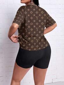 Nueva camiseta casual de mujer con cuello redondo y estampado de leopardo - Multicolor 4 - Ver 2
