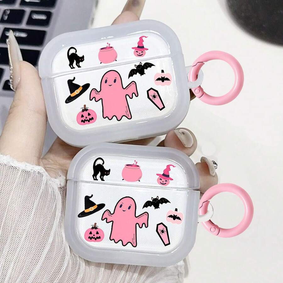 1 chiếc ốp bảo vệ tai nghe hình ma dễ thương màu hồng chủ đề Halloween 1/2 Pro2, 3 khung - Nhiều màu - Xem 1