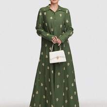Women's Floral Print Long Sleeve Single-Breasted Casual Long Abaya Dress Modest - Morado - Ver 3