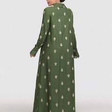 Women's Floral Print Long Sleeve Single-Breasted Casual Long Abaya Dress Modest - Morado - Ver 8