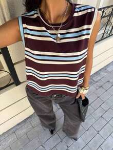 Camiseta de tirantes casual a rayas para mujer - Multicolor - Ver 7