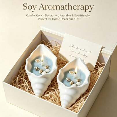 1pc Shell Shaped Soy Wax Scented Candle, Ocean Coastal Fragrance Candle, Reusable Ceramic Base Smokeless Decorative Candle, Suitable For Bedroom, Bathroom, Wedding, Tabletop Centerpiece, Birthday, Valentine's Day, Housewarming, Holiday Gift For Women