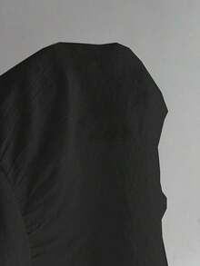 Camiseta de tirantes con volantes de unicolor lindo para damas, ropa de verano para la universidad - Negro - Ver 6