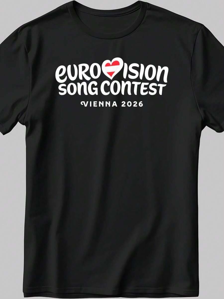Camiseta con el nuevo logo de Viena Eurovisión 2026 Austria Concurso de la canción EE26.220g unisex 100% algodón. Camiseta de peso ideal para todas las estaciones, apta tanto para hombres como para mujeres. Tejido de alta calidad y duradero, suave al tacto y de larga duración. Prenda transpirable, ideal para el otoño, vacaciones, Día de la Madre, celebraciones del Día de la Independencia y como regalo. - Negro - Ver 1