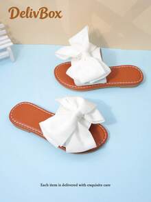 Sweet Vacation Style Girls' White Bowknot Versatile Summer Sandals - White - View 7